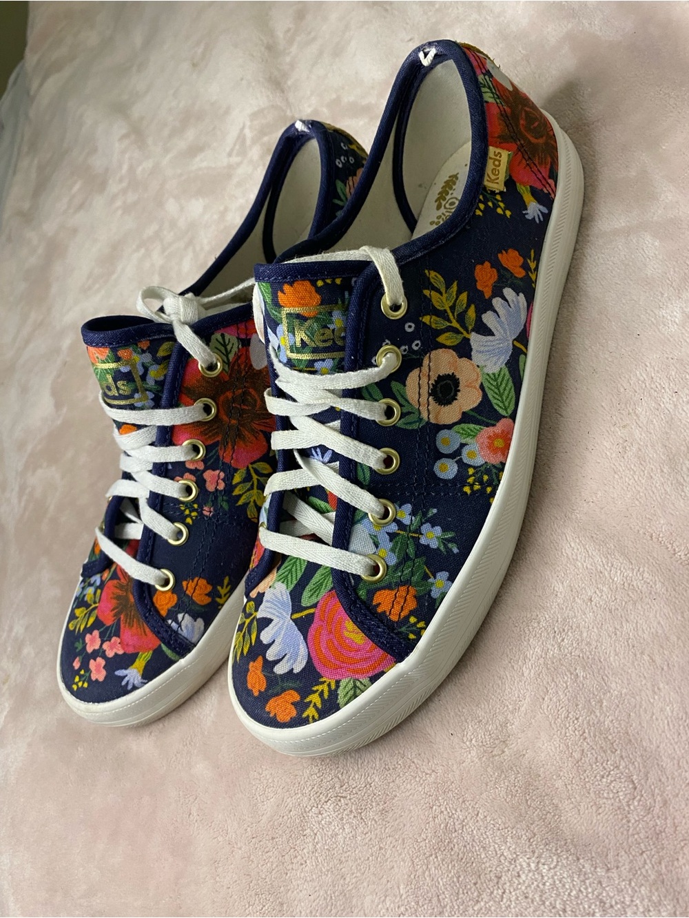Keds X Rifle Paper Co Women's Sneaker Navy Blue Floral Size 8.5